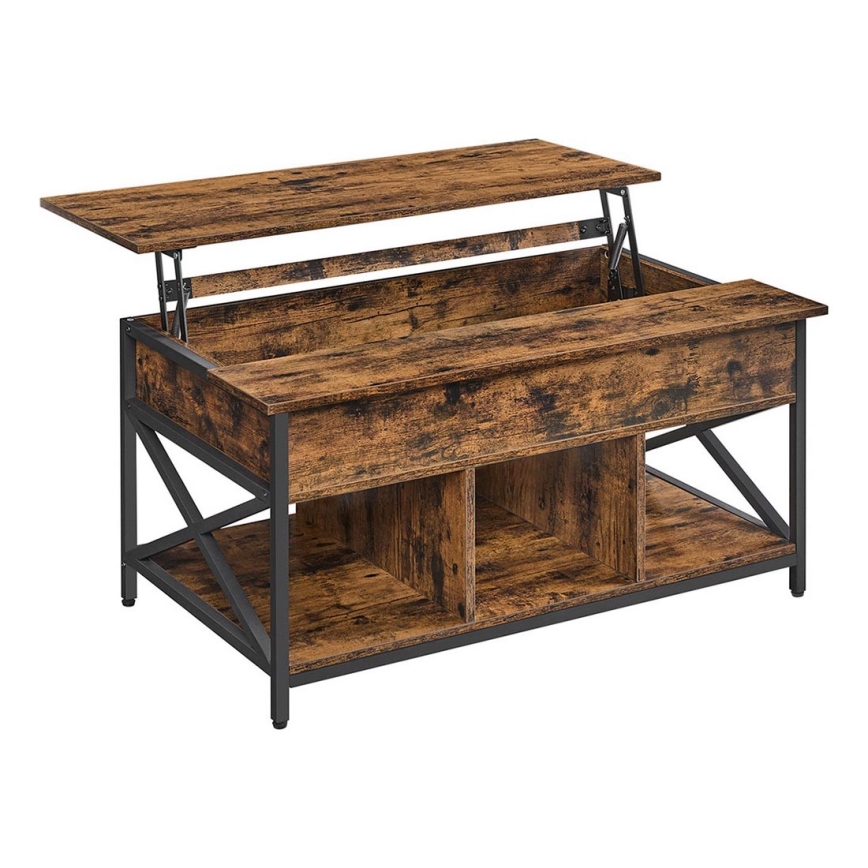 Masă de cafea NYRO cu blat rabatabil, maro/negru