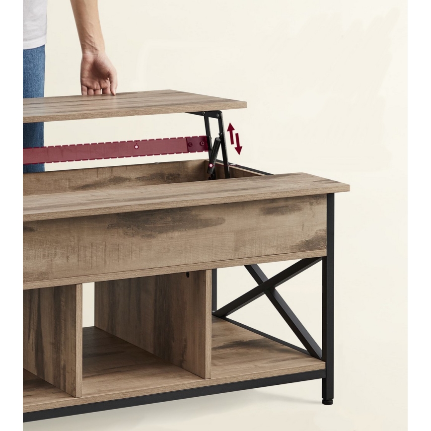 Masă de cafea NYRO cu blat rabatabil, maro/negru