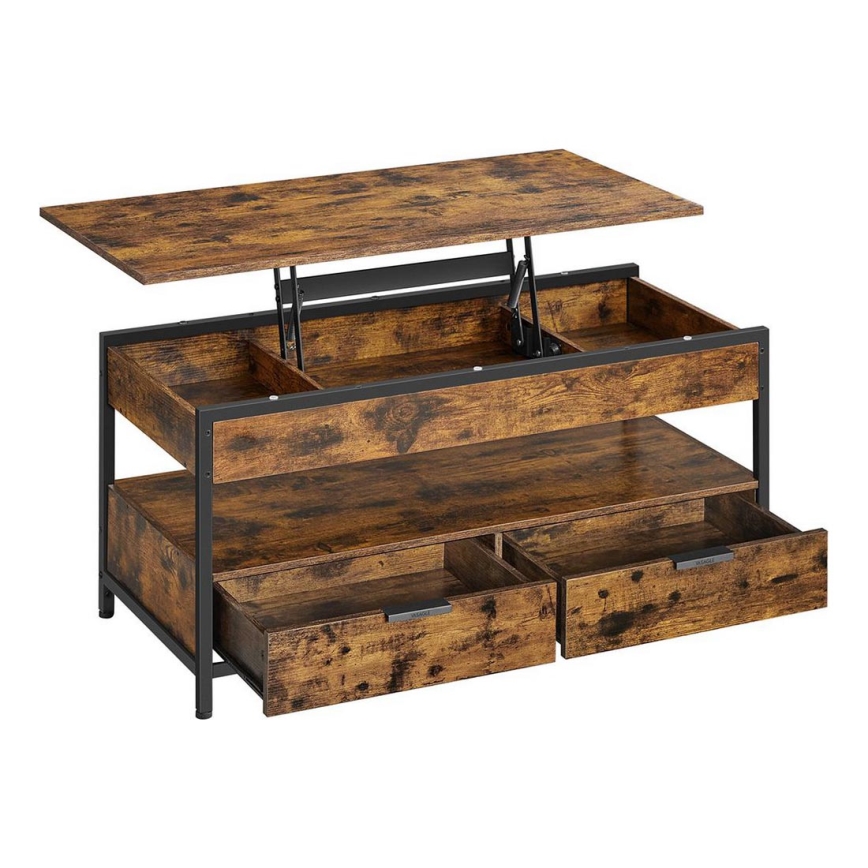 Masă de cafea NYRO cu blat rabatabil, maro/negru