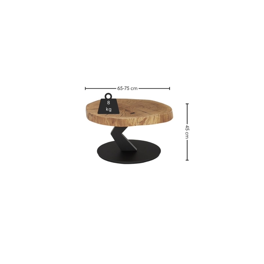 Masă de cafea ODIN, diametru 75 cm, stejar/negru