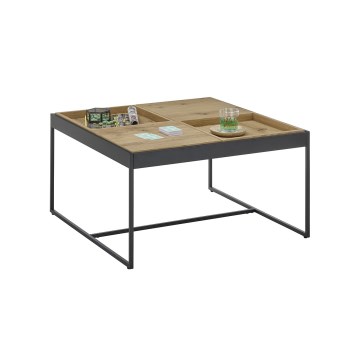 Masă de cafea PULSE 83x83 cm stejar/negru