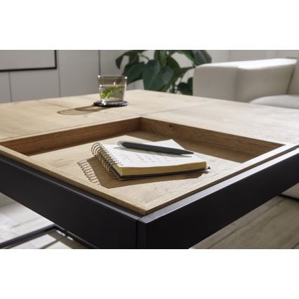 Masă de cafea PULSE 83x83 cm stejar/negru