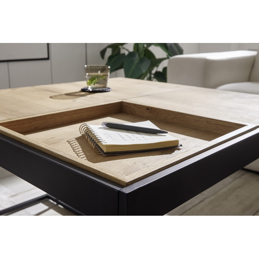 Masă de cafea PULSE 83x83 cm stejar/negru