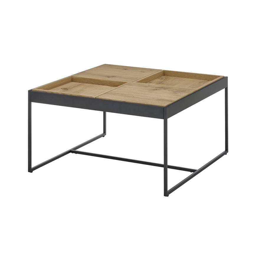 Masă de cafea PULSE 83x83 cm stejar/negru
