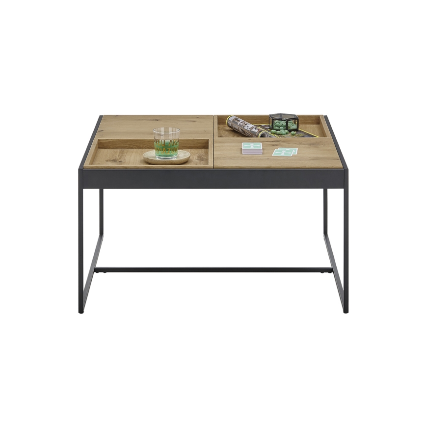 Masă de cafea PULSE 83x83 cm stejar/negru