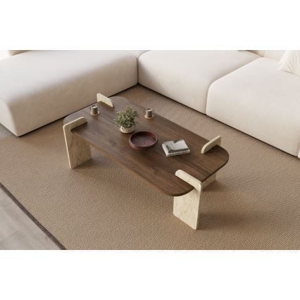 Masă de cafea PURO 120x60 cm travertin/nuc
