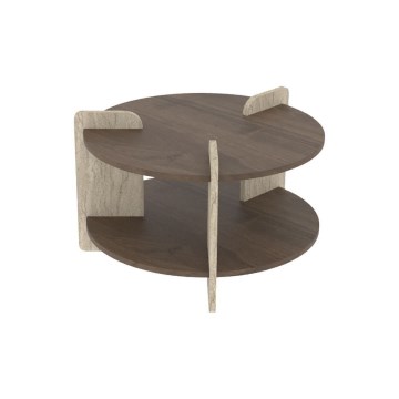 Masă de cafea PURO 70x70 cm nuc/travertin