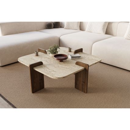 Masă de cafea PURO 90x90 cm bej/nuc