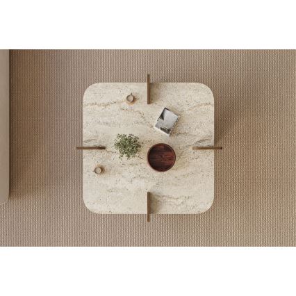 Masă de cafea PURO 90x90 cm bej/nuc