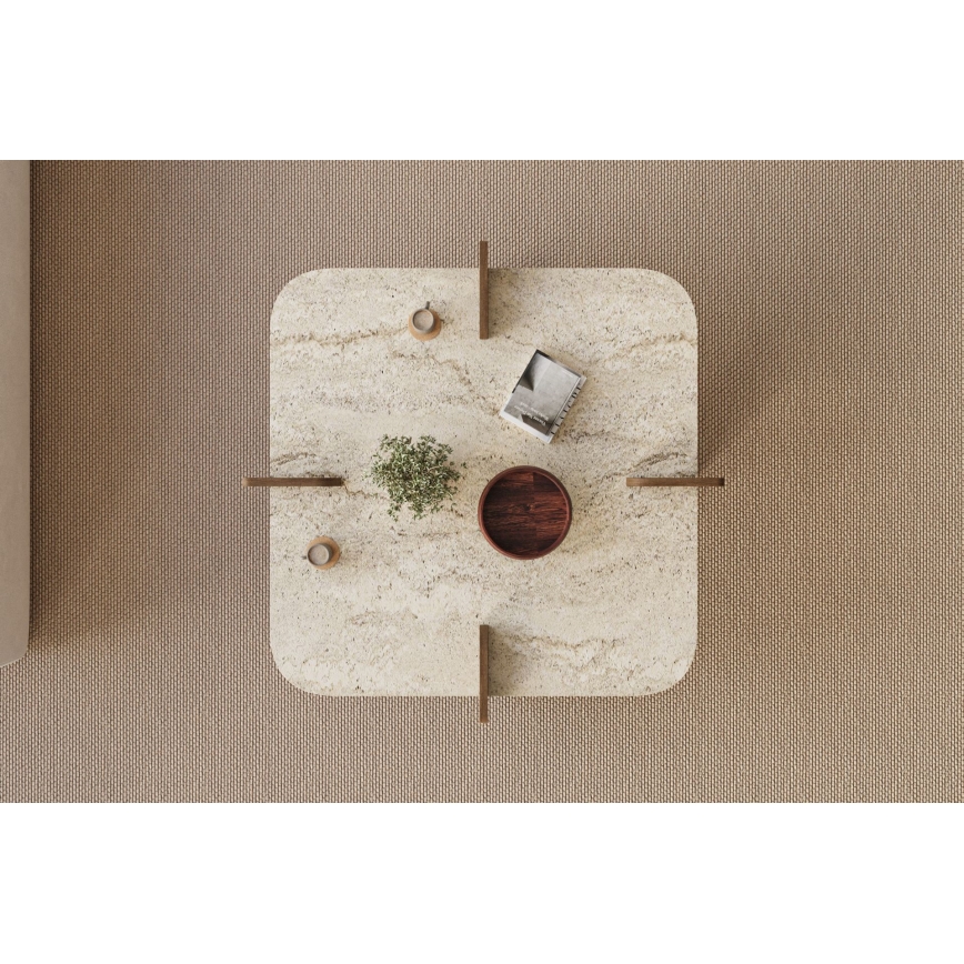 Masă de cafea PURO 90x90 cm bej/nuc