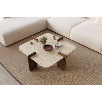 Masă de cafea PURO 90x90 cm bej/nuc