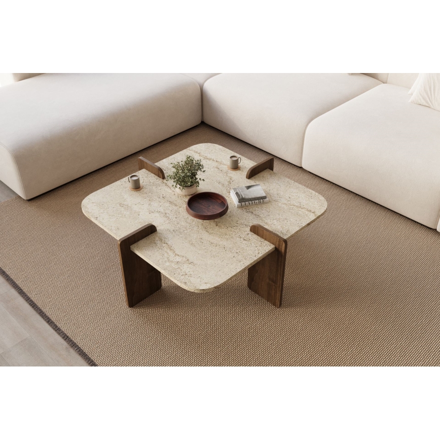 Masă de cafea PURO 90x90 cm bej/nuc