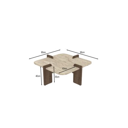 Masă de cafea PURO 90x90 cm bej/nuc
