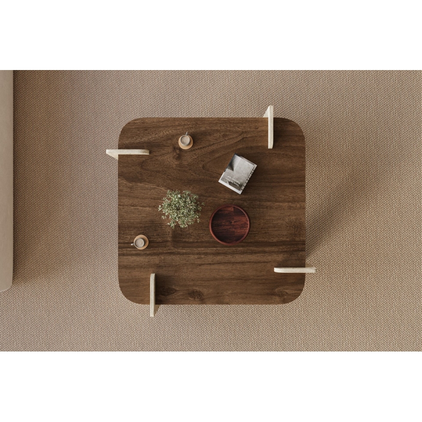 Masă de cafea PURO 90x90 cm, nuc/bej