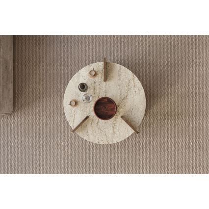 Masă de cafea PURO, Ø 70 cm, bej/nuc