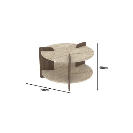 Masă de cafea PURO, Ø 70 cm, bej/nuc