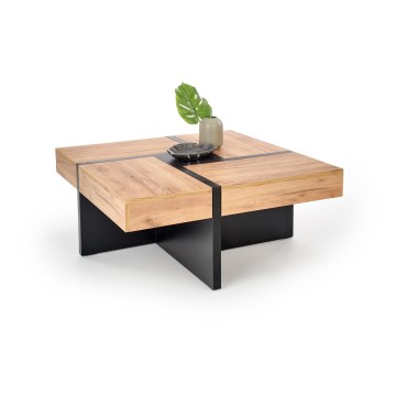 Masă de cafea RADIX 100x100 cm negru/maro