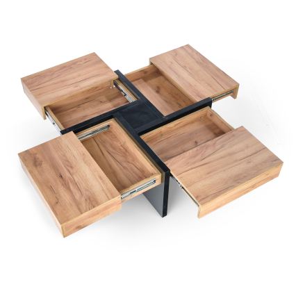 Masă de cafea RADIX 100x100 cm negru/maro