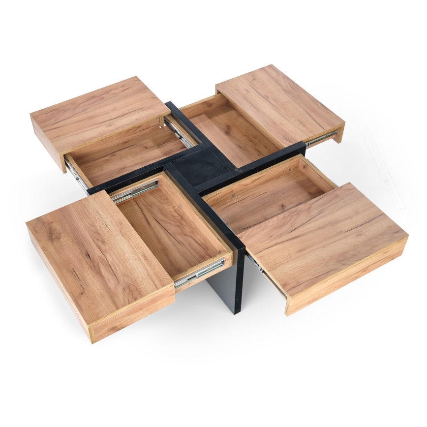 Masă de cafea RADIX 100x100 cm negru/maro