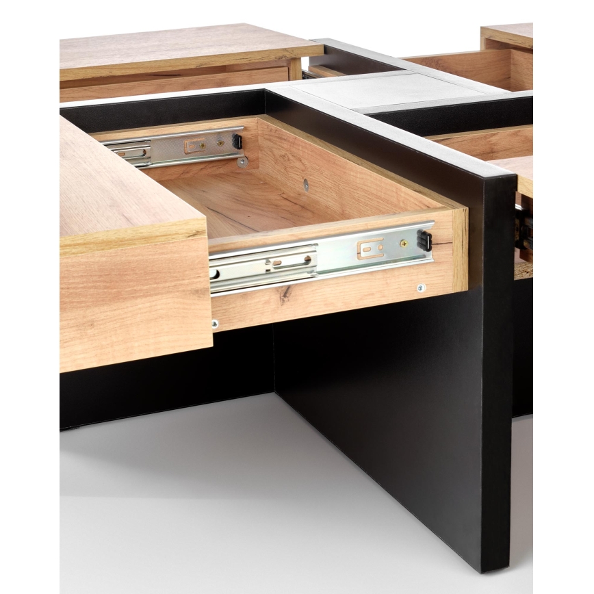 Masă de cafea RADIX 100x100 cm negru/maro