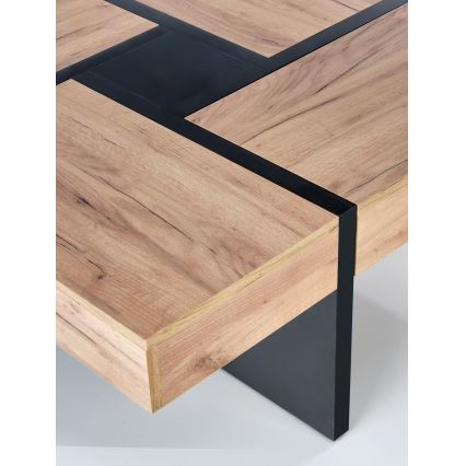 Masă de cafea RADIX 100x100 cm negru/maro