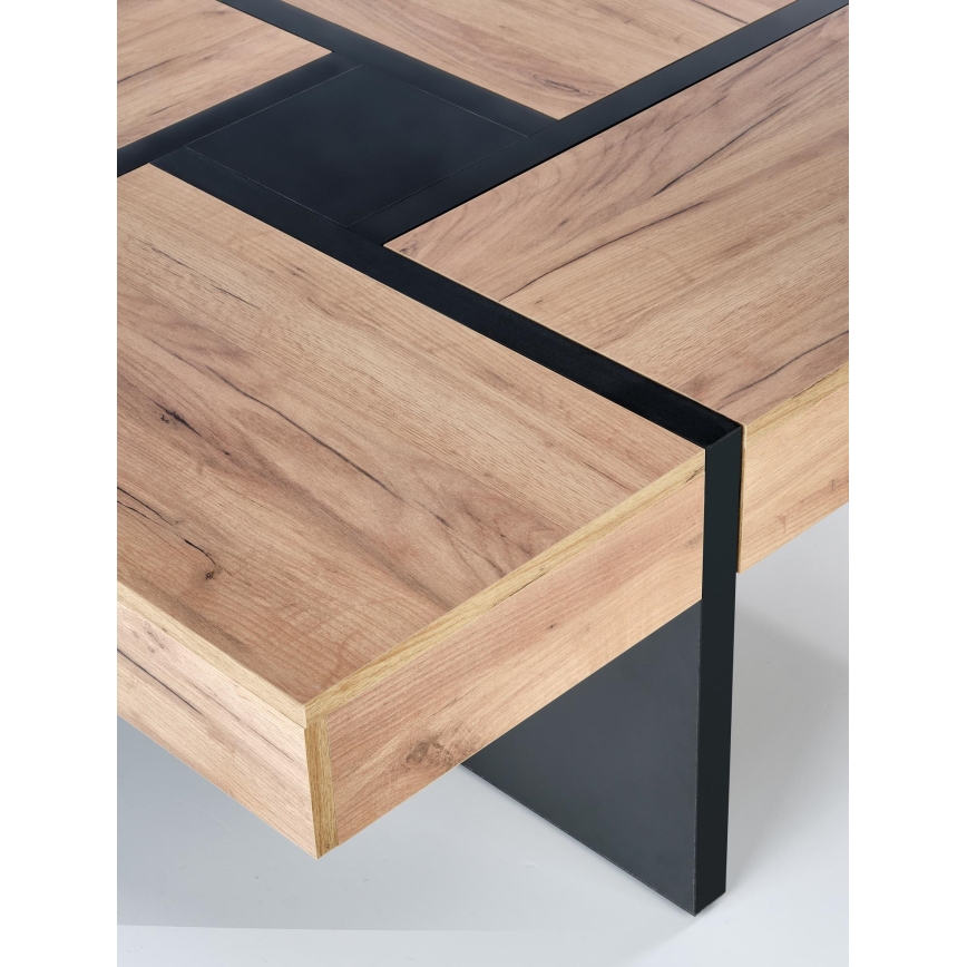 Masă de cafea RADIX 100x100 cm negru/maro