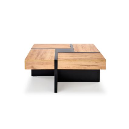 Masă de cafea RADIX 100x100 cm negru/maro