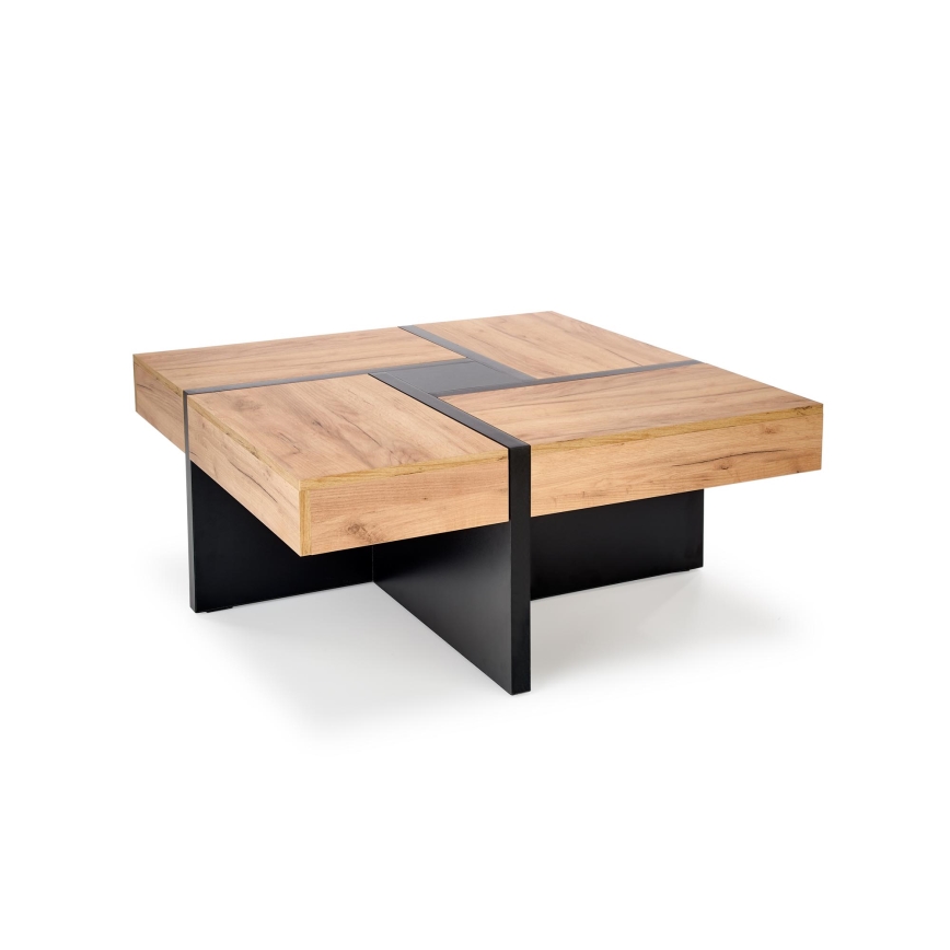Masă de cafea RADIX 100x100 cm negru/maro