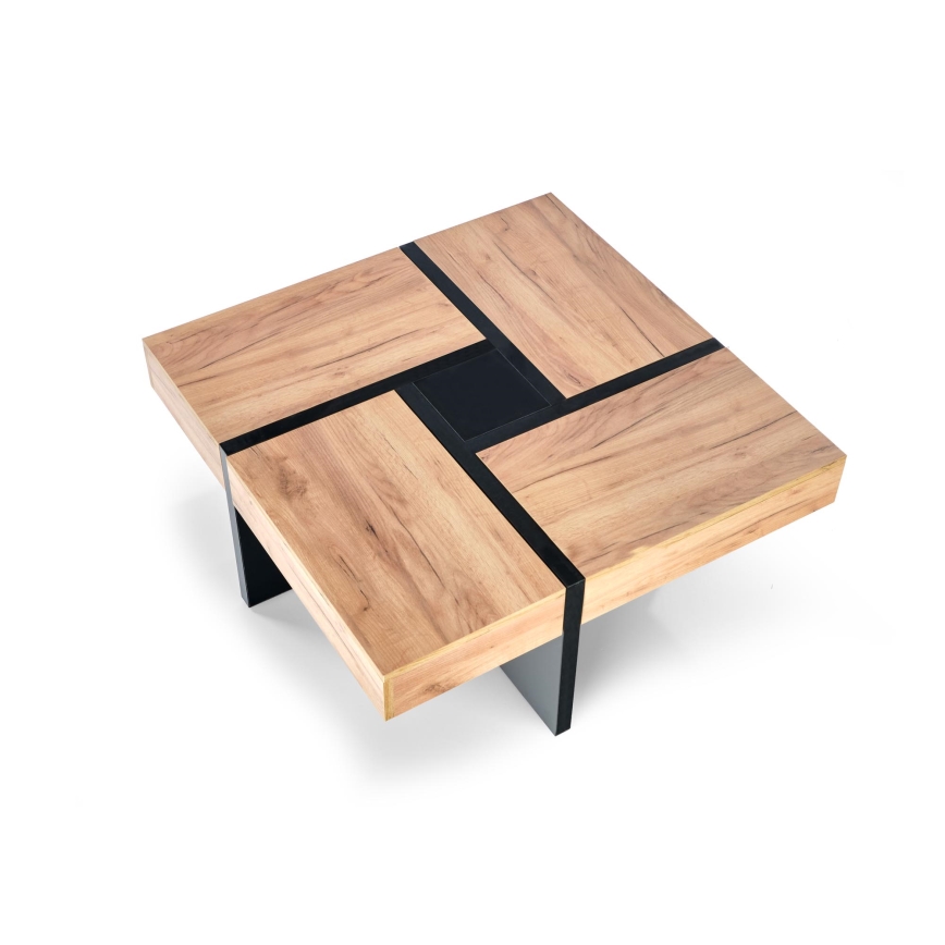 Masă de cafea RADIX 100x100 cm negru/maro