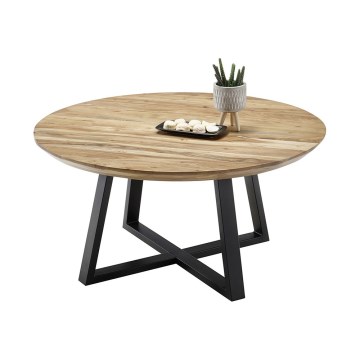 Masă de cafea RIVA, Ø 90 cm, salcâm/negru