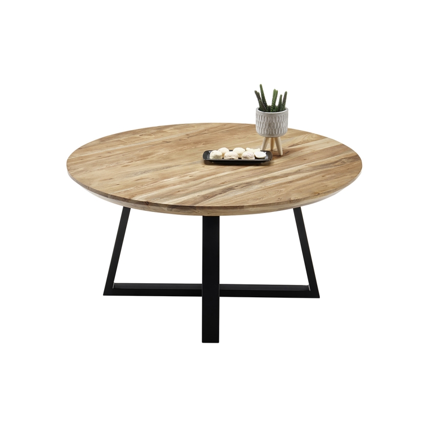 Masă de cafea RIVA, Ø 90 cm, salcâm/negru