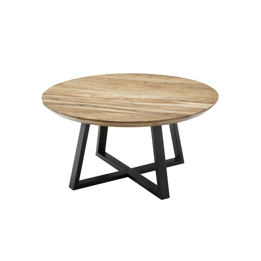 Masă de cafea RIVA, Ø 90 cm, salcâm/negru