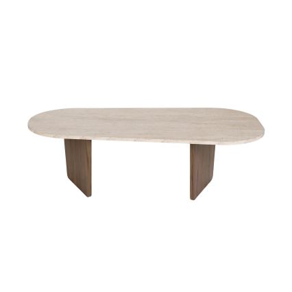 Masă de cafea ROND 130x65 cm travertin/nuc