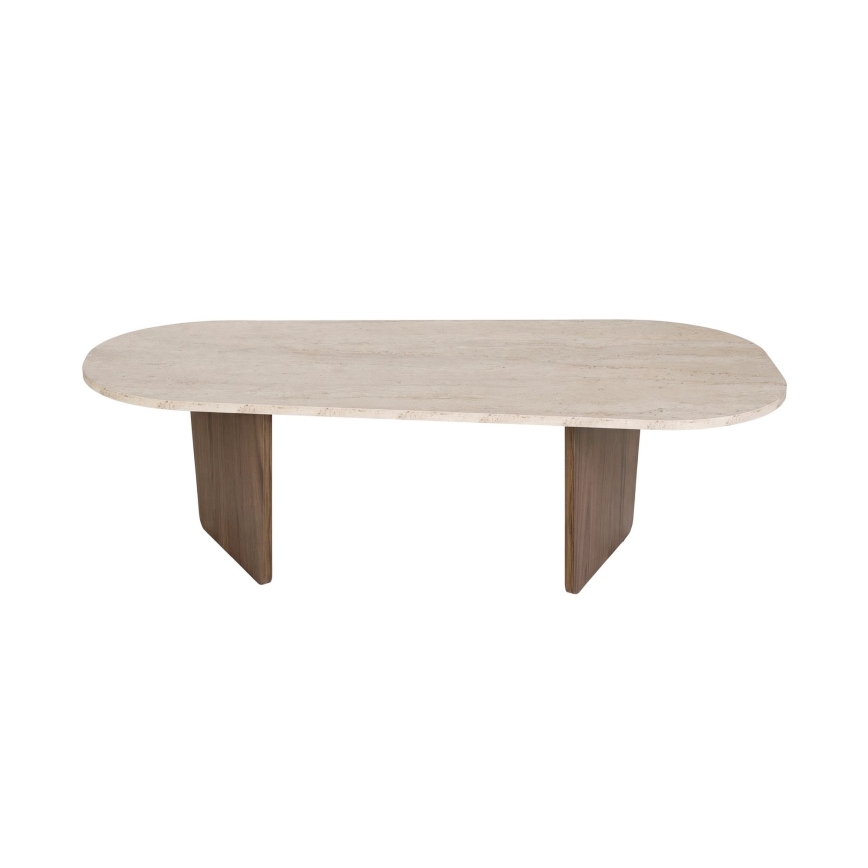 Masă de cafea ROND 130x65 cm travertin/nuc