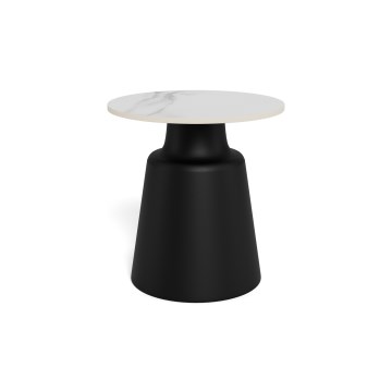 Masă de cafea SANTORINI, Ø 45 cm, alb/negru, ceramică