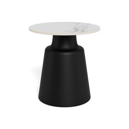 Masă de cafea SANTORINI, Ø 45 cm, alb/negru, ceramică