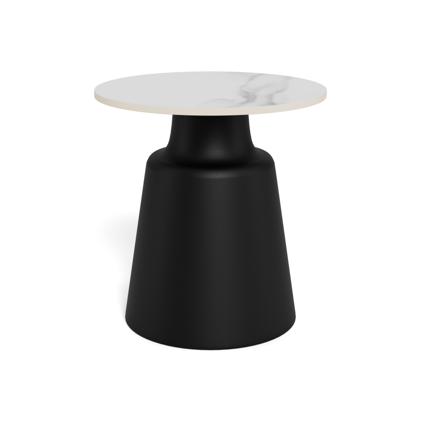 Masă de cafea SANTORINI, Ø 45 cm, alb/negru, ceramică