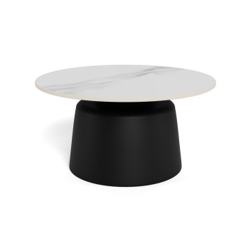 Masă de cafea SANTORINI, Ø 70 cm, ceramică, alb/negru