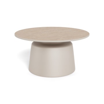 Masă de cafea SANTORINI, Ø 70 cm, ceramică, bej/gri
