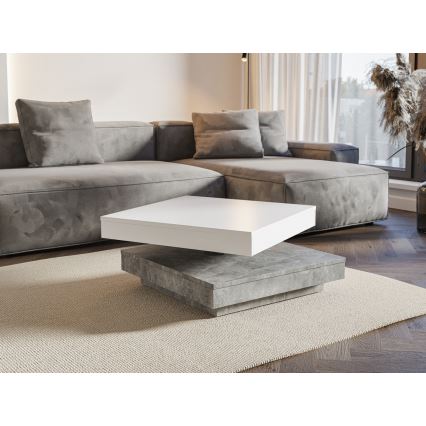 Masă de cafea TIMO alb/gri, aspect beton