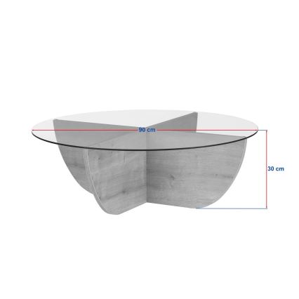 Masă de cafea VERE, Ø 90 cm, bej/transparentă