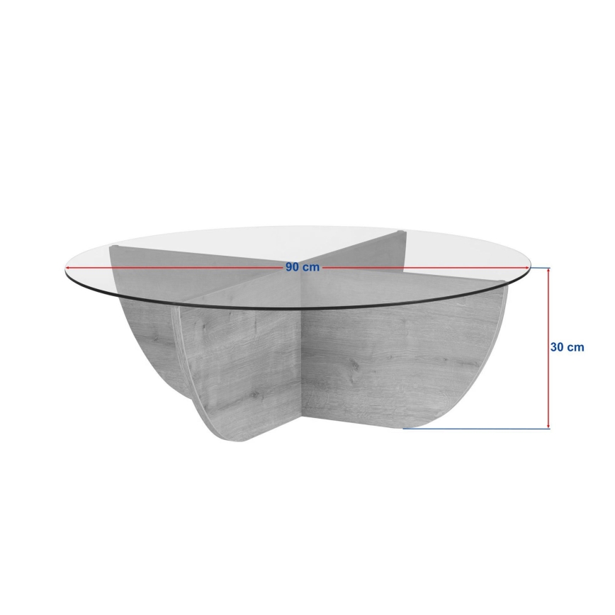 Masă de cafea VERE, Ø 90 cm, bej/transparentă