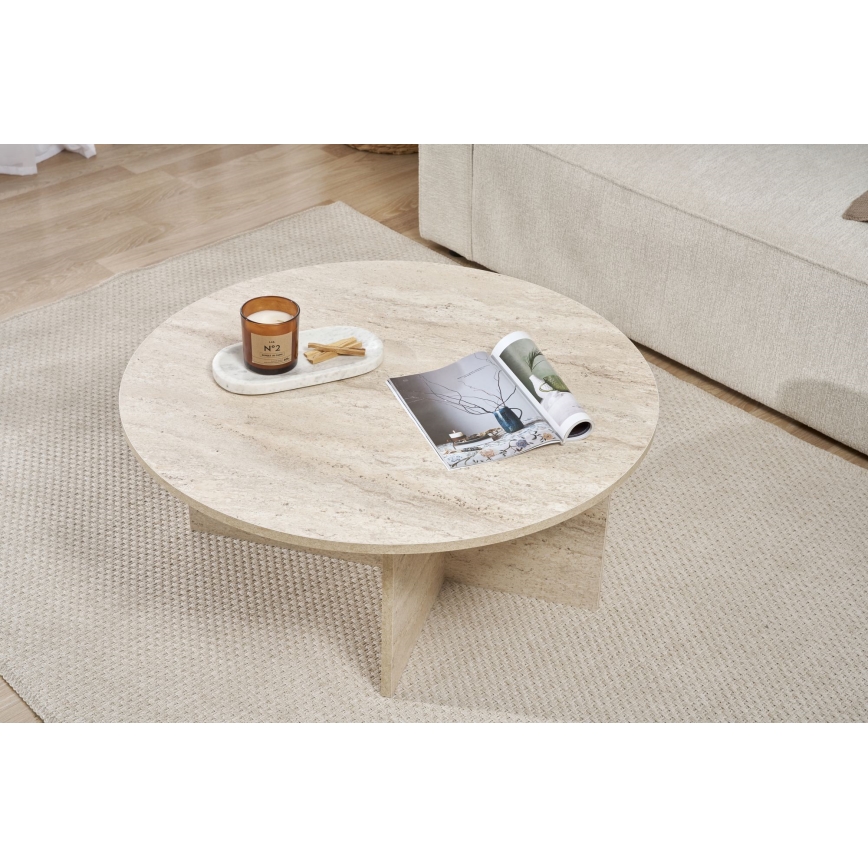Masă de cafea VERUM, Ø 90 cm, bej