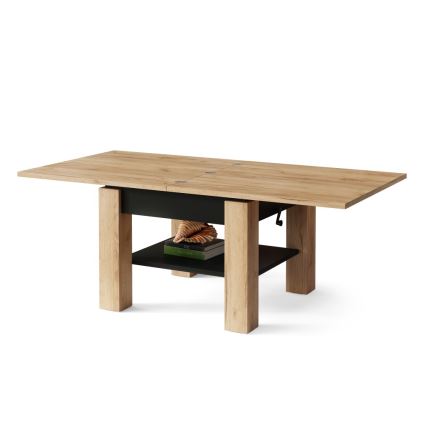Masă de centru extensibilă cu blat rabatabil CALEB 75/150x75 cm stejar craft/negru