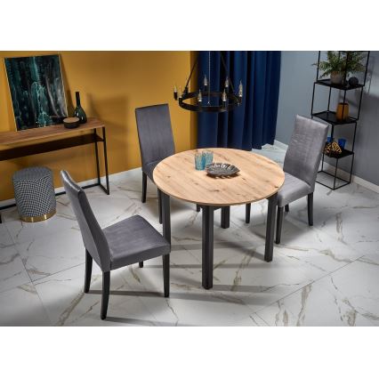 Masă de dining CALMIO, stejar artisan/negru