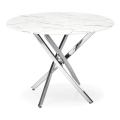 Masă de dining ESTEN, 100 cm, alb/argintiu