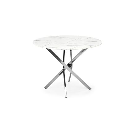 Masă de dining ESTEN, 100 cm, alb/argintiu