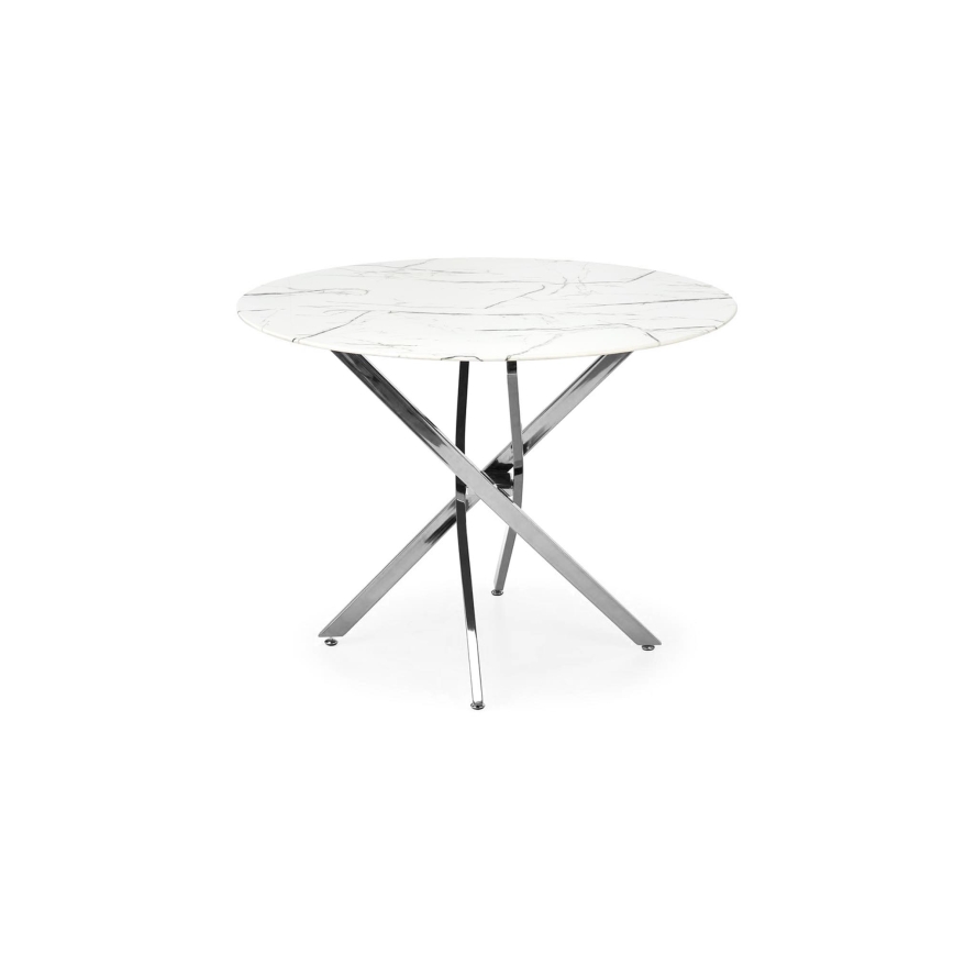 Masă de dining ESTEN, 100 cm, alb/argintiu