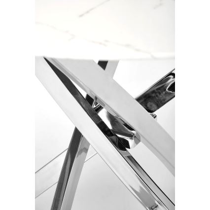 Masă de dining ESTEN, 100 cm, alb/argintiu