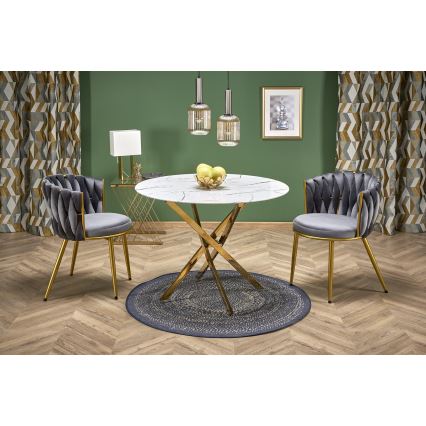 Masă de dining ESTEN 100 cm alb/auriu